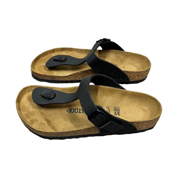 Birkenstock Gizeh Birko-Flor Black Sandals Women's 6 37 Cork Footbed Thong - Picture 6 of 8